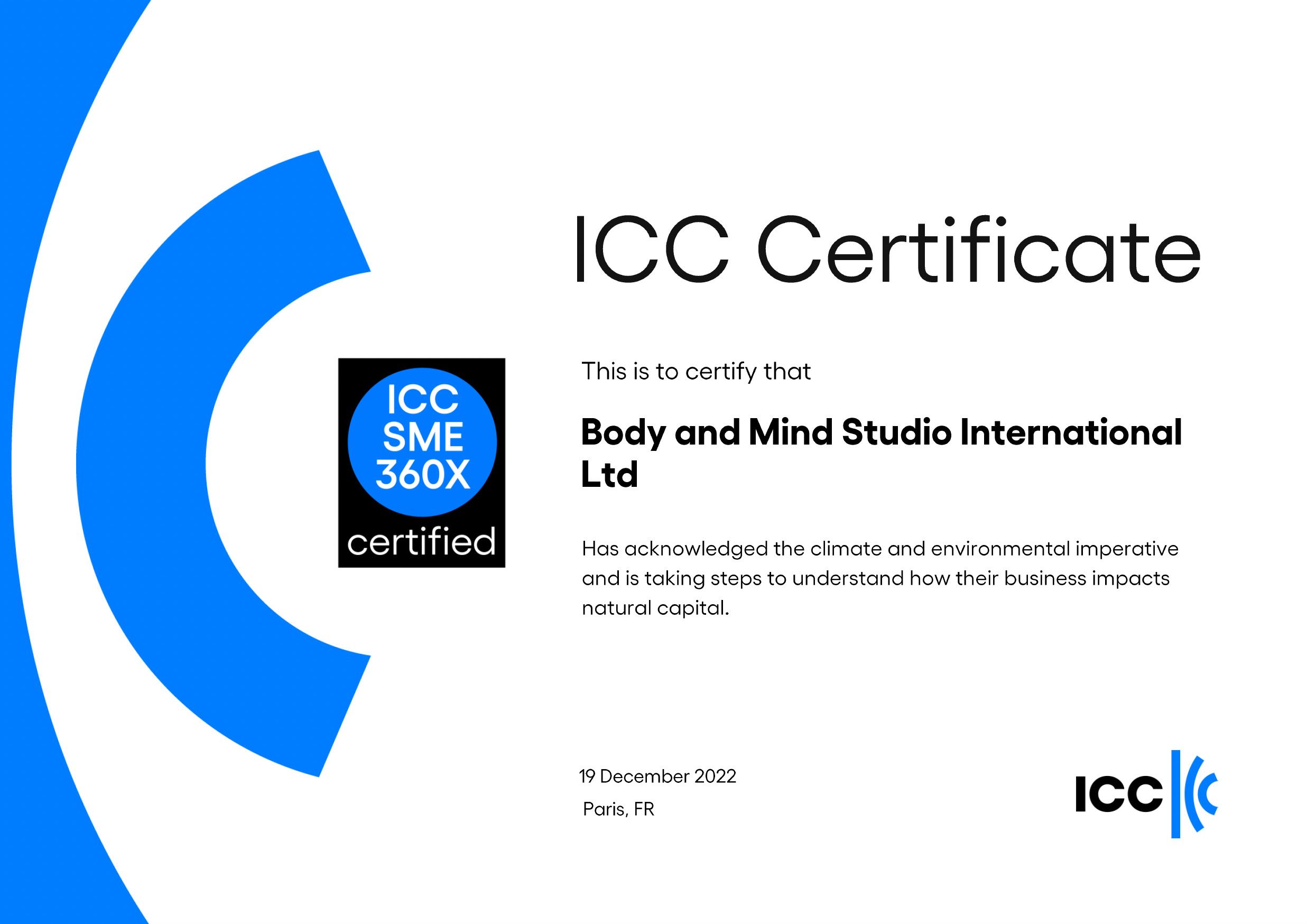 Body and Mind Studio International Ltd - An ICC SME360X Certified Company