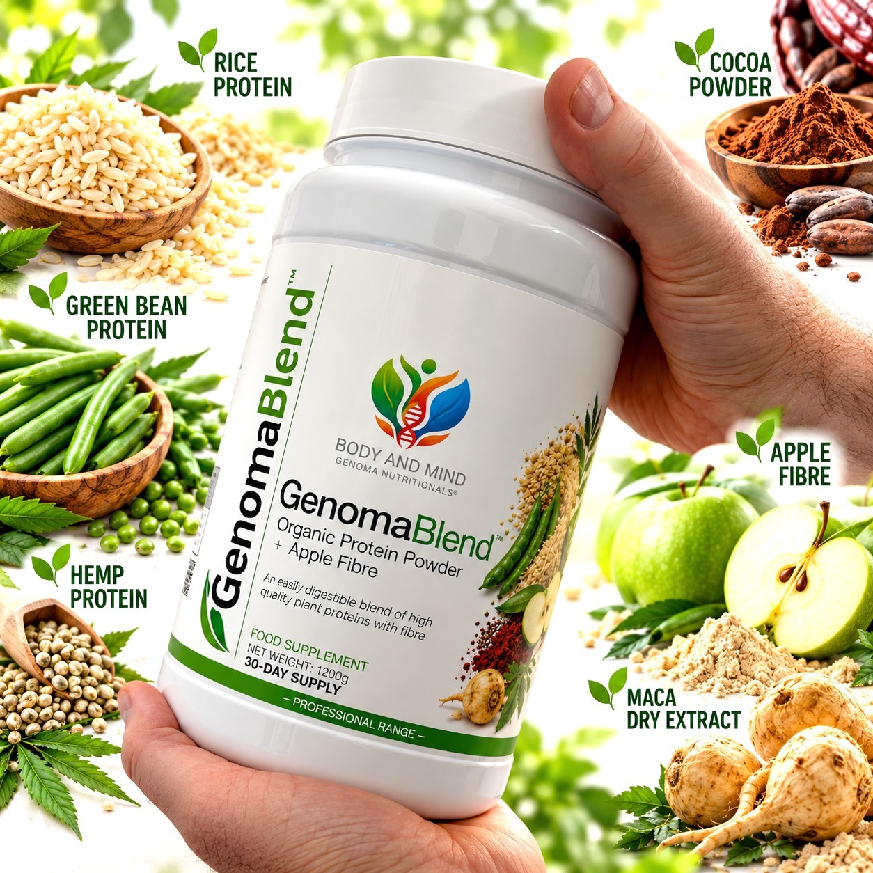 GenomaBlend™ Organic Protein Powder + Apple Fibre GenomaBlend™ Organic Protein Powder + Apple Fibre